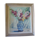 Ancient painting painted on cardboard bouquet of flowers in a vase