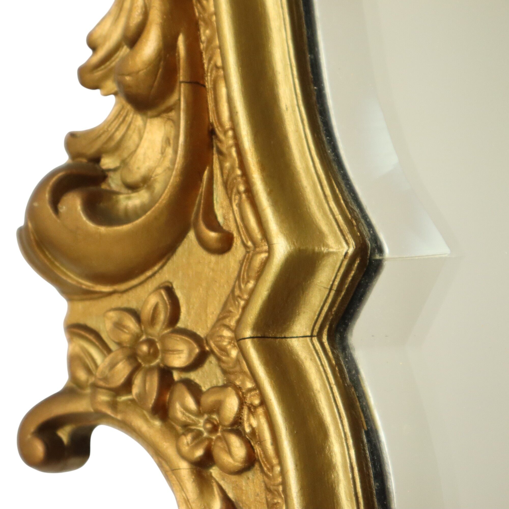 Miroir doré Deknudt de style rococo, miroir à crête, acanthe, 81 cm