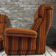 Pair of vintage 1970s modular armchairs – striped orange fabric
