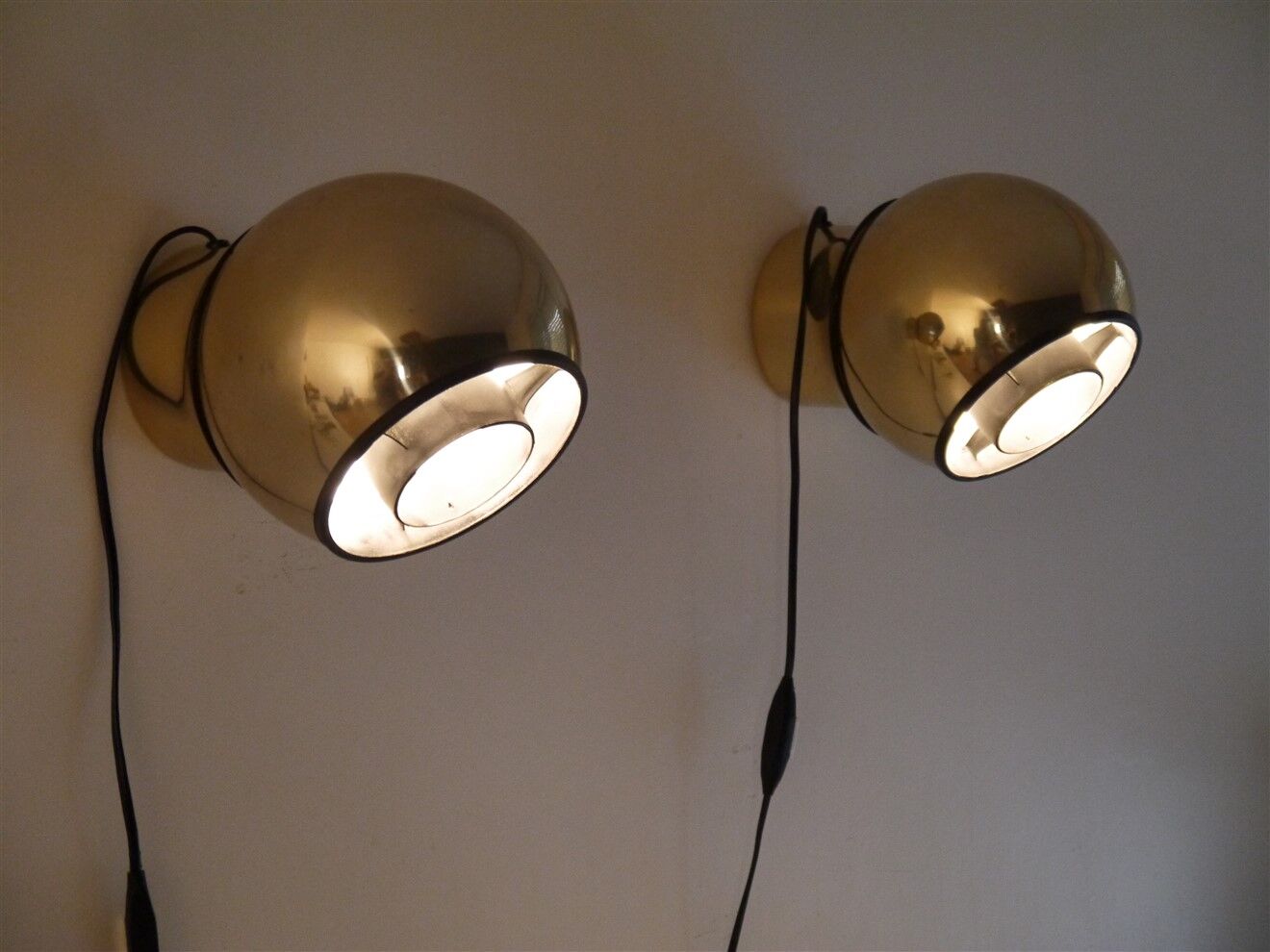 Pair of brass lamps 1970