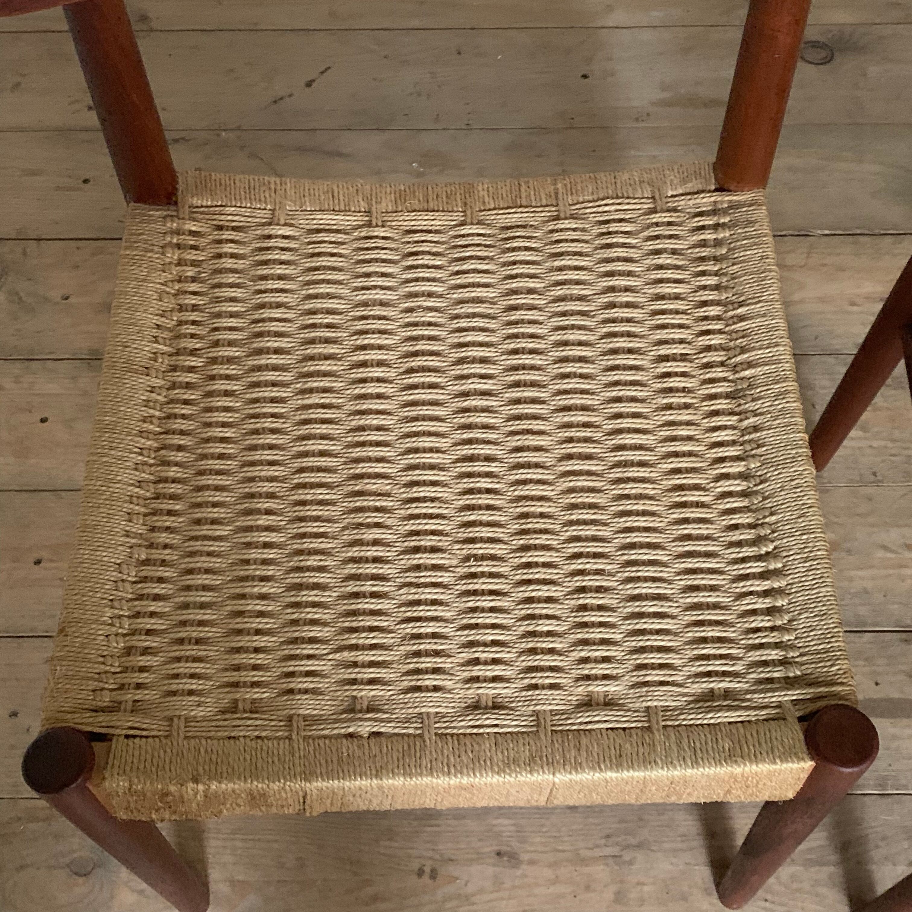 Chaise scandinave vintage en teck et cord