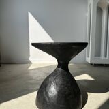 Solid wood (monoxyl) side table, organic shape, black color