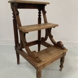 19th century stained wood library staircase