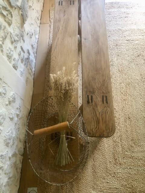 Antique wooden farm bench