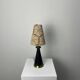 Conical table lamp in brass and wood, Italy 1960