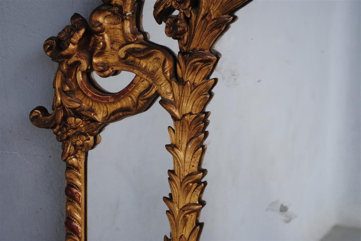 Mirror shield-close style Louis XV gold leaf gilding