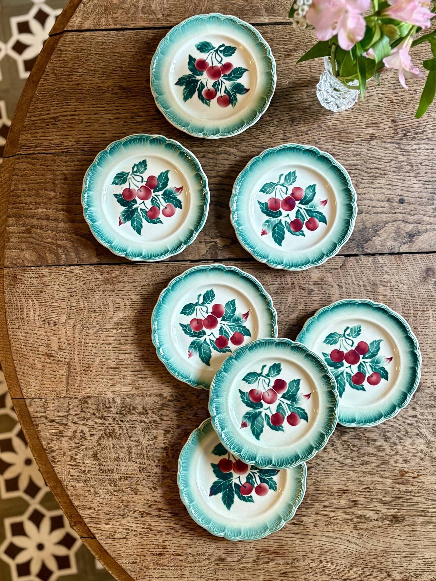 Set of 7 vintage Badonvilier dessert plates.