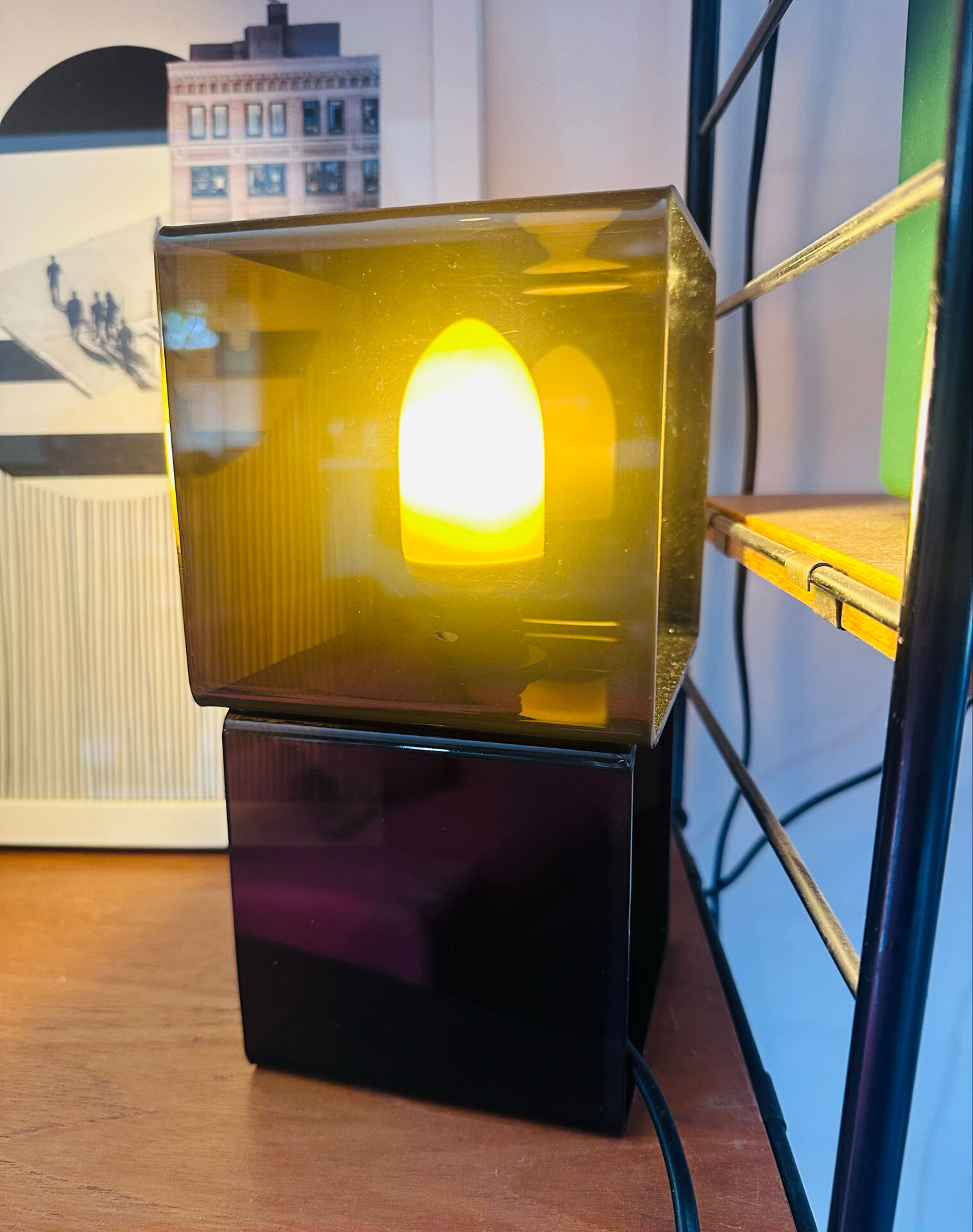 Vintage smoked plexiglass lamp