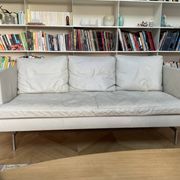 Cinna "Stricto Sensu" 3-seater sofa in chalk leather, designer Didier Gomez.
