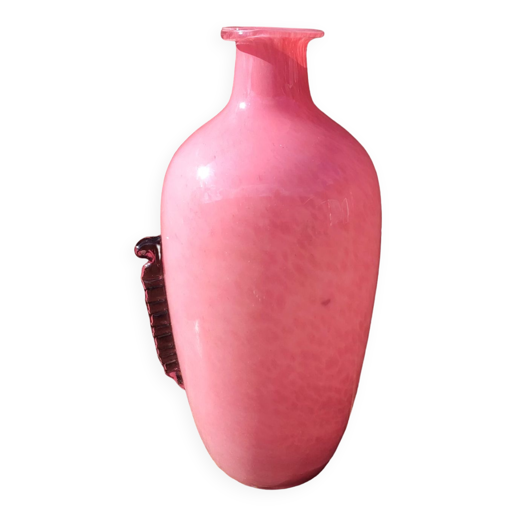Art deco style pink glass vase