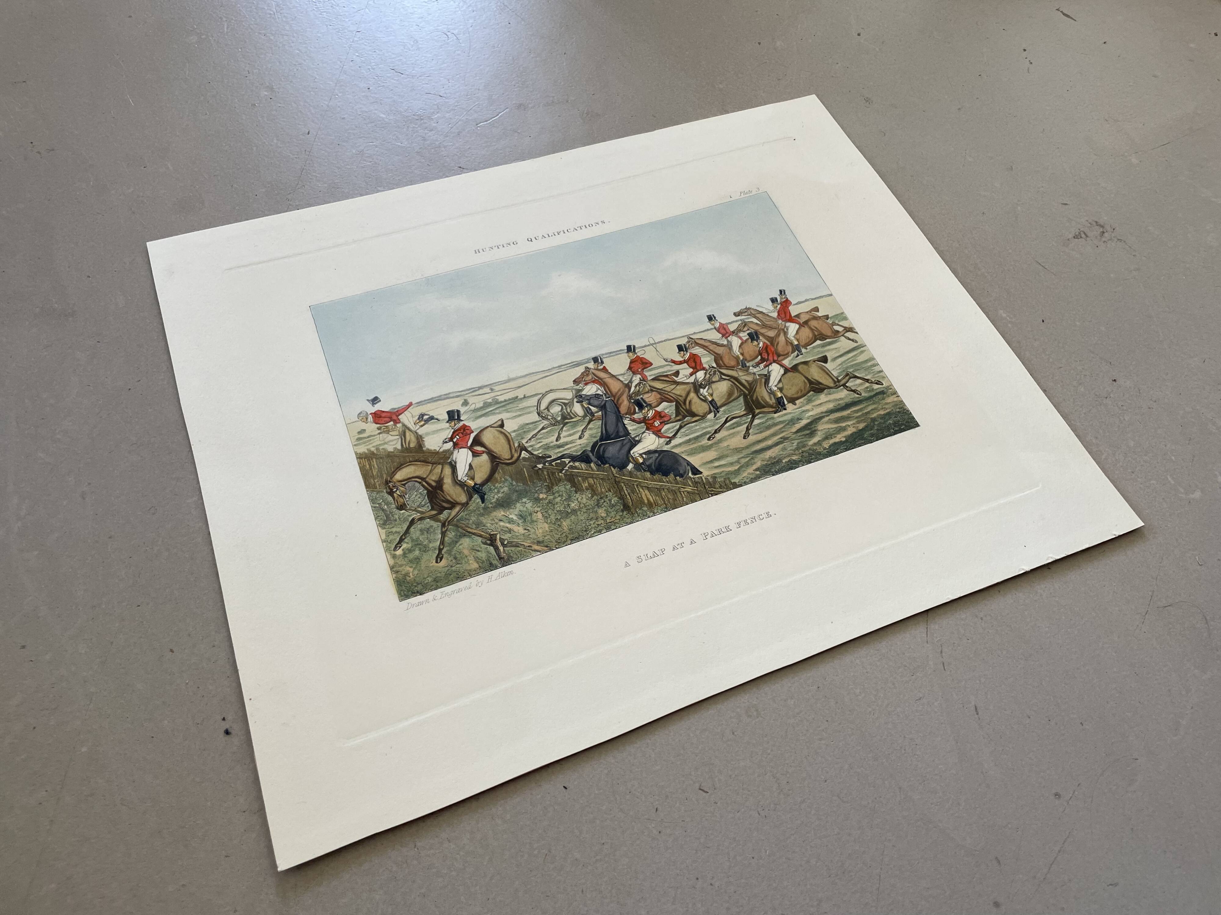 Old English engraving / court hunting