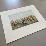 Old English engraving / court hunting