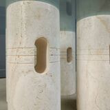 Vintage travertine and glass coffee table, 1970s