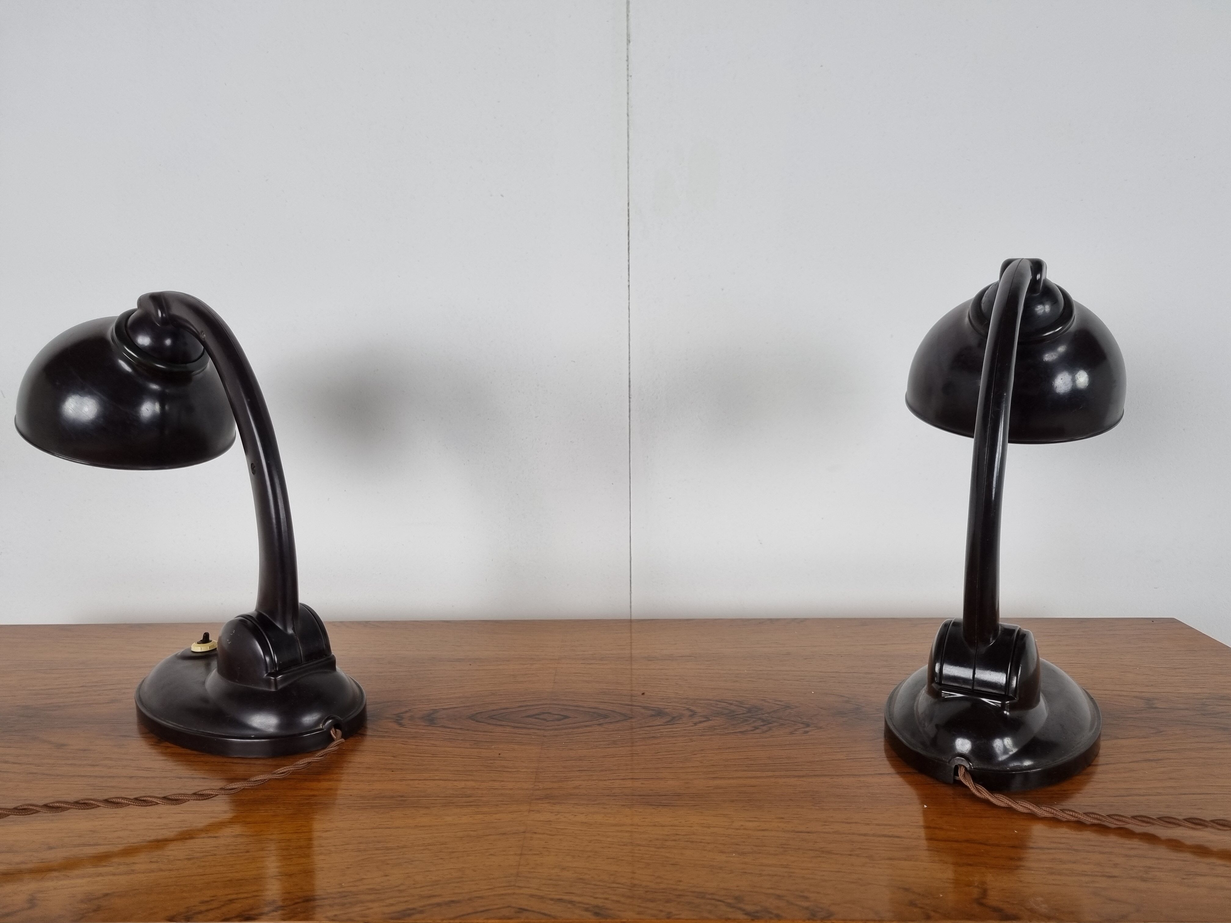 Pair of bakelite 11126 Table Lamps by Eric Kirkman Cole, 1930s