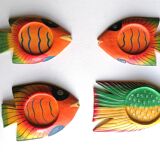 4 wooden fish coasters