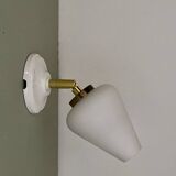 Vintage tulip wall light in white opaline