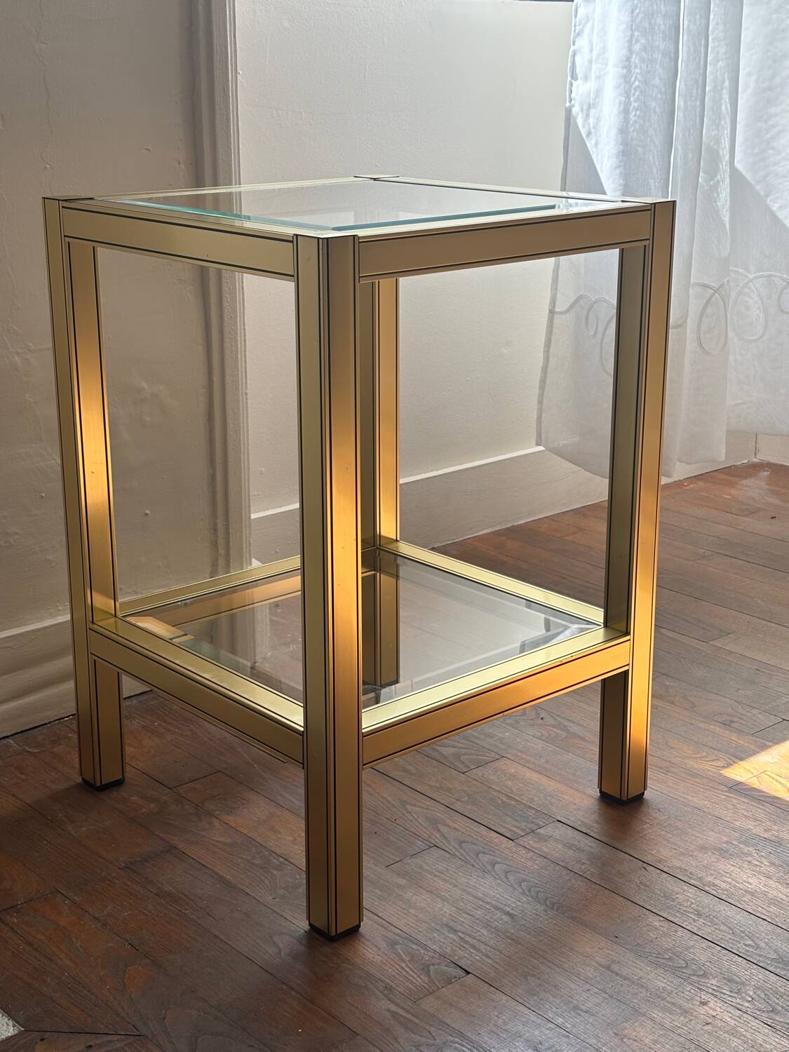 Vintage gold metal side table - end table