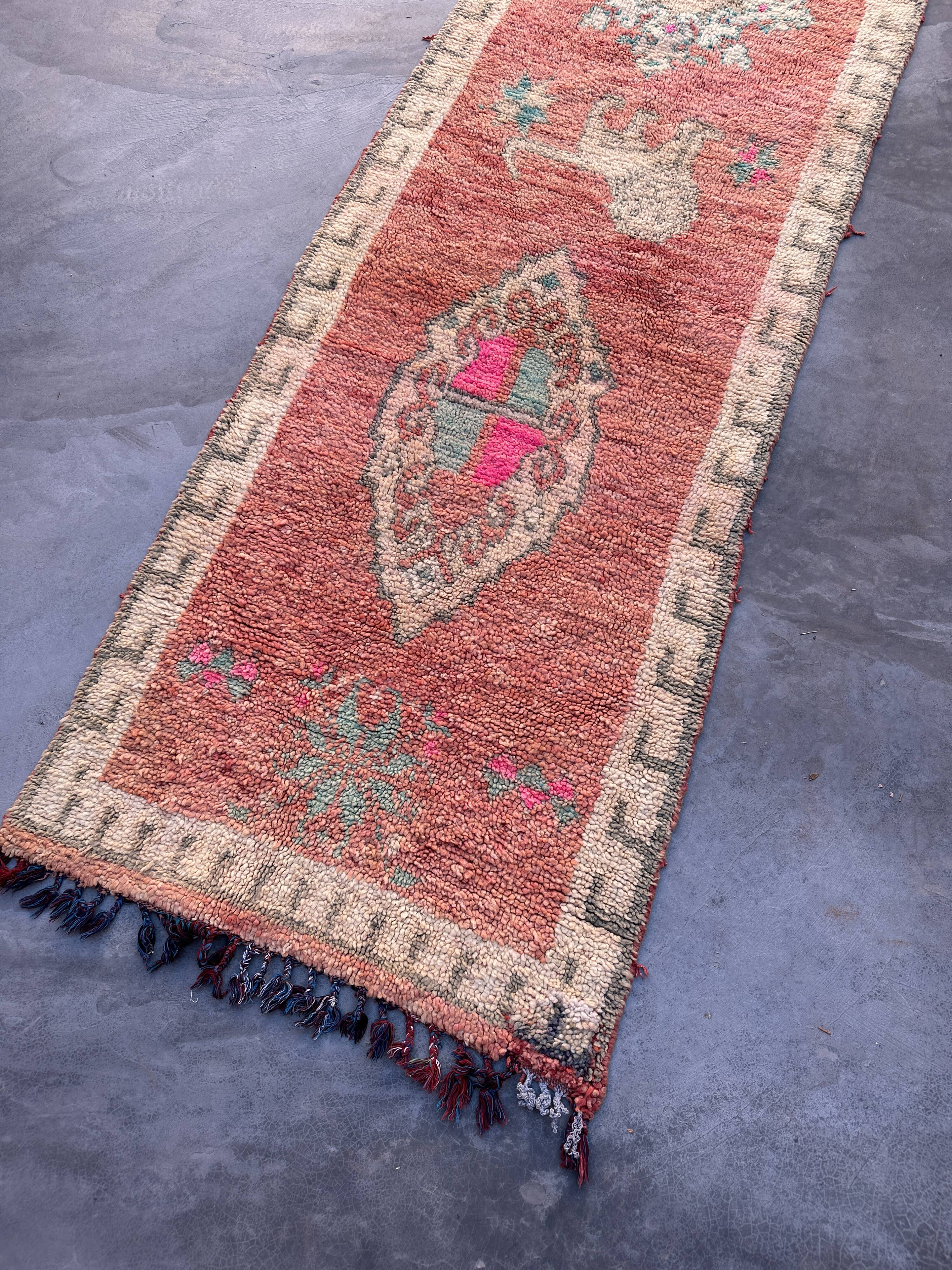 Neutral Boujad Moroccan rug - 313 x 88 cm
