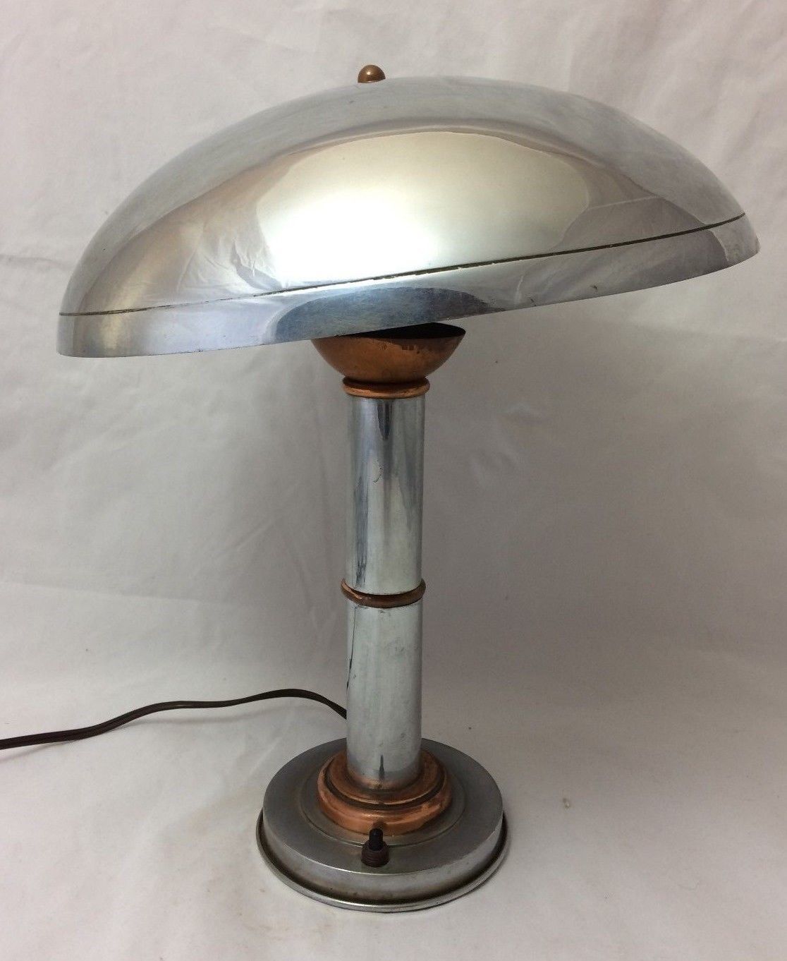 Lampe en chrome 1930 double patine art deco metal doré et cuivre