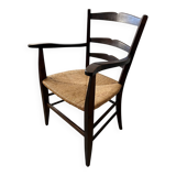 Vintage solid wood chair with a straw seat – Chic country style