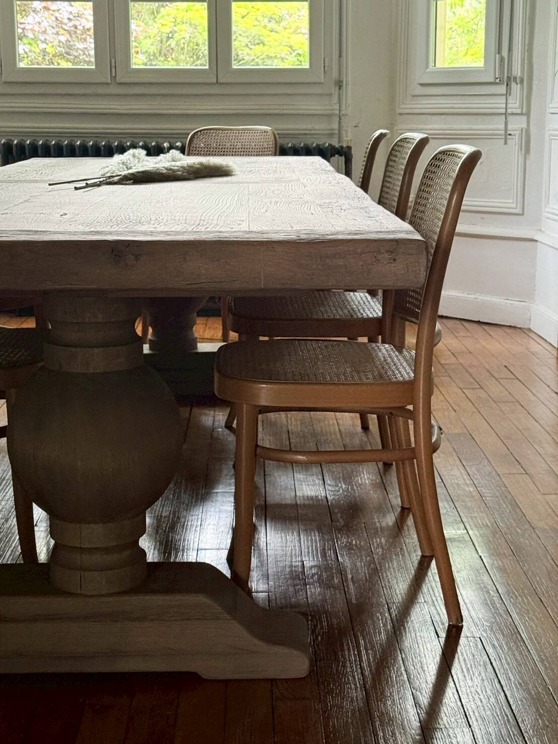 Monastery table - sun - in solid old oak - length 375 cm