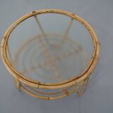 Italian Bamboo & Glass Coffee Table, 1950s