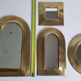 Set of 4 Moroccan mirrors in vintage brass 27 cm
