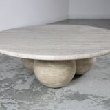 Circular travertine coffee table