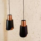 Vintage black brass 'østerport' pendant and wall lamp by Bent Karlby for Lyfa, Denmark 1960s