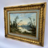 Oil on cardboard riveting nineteenth eugene labitte