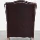 Bordeaux Red Cowhide Wingback Chair in English Style