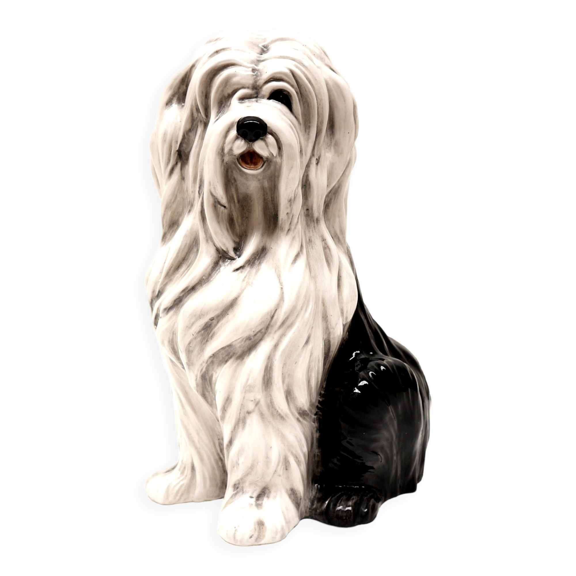 Chien en céramique peint à la main au design italien vintage