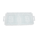 Antique dish in chiseled glass with pearls