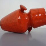 Italian orange ceramic studio vase with handle, 1970s