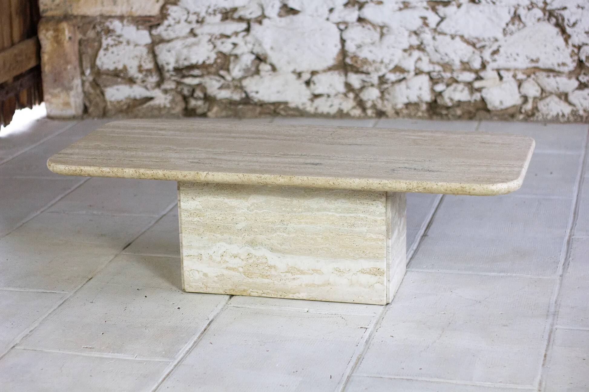 Italian travertine coffee table, 1980