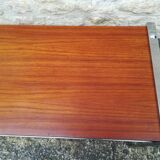 Chrome and teak coffee table