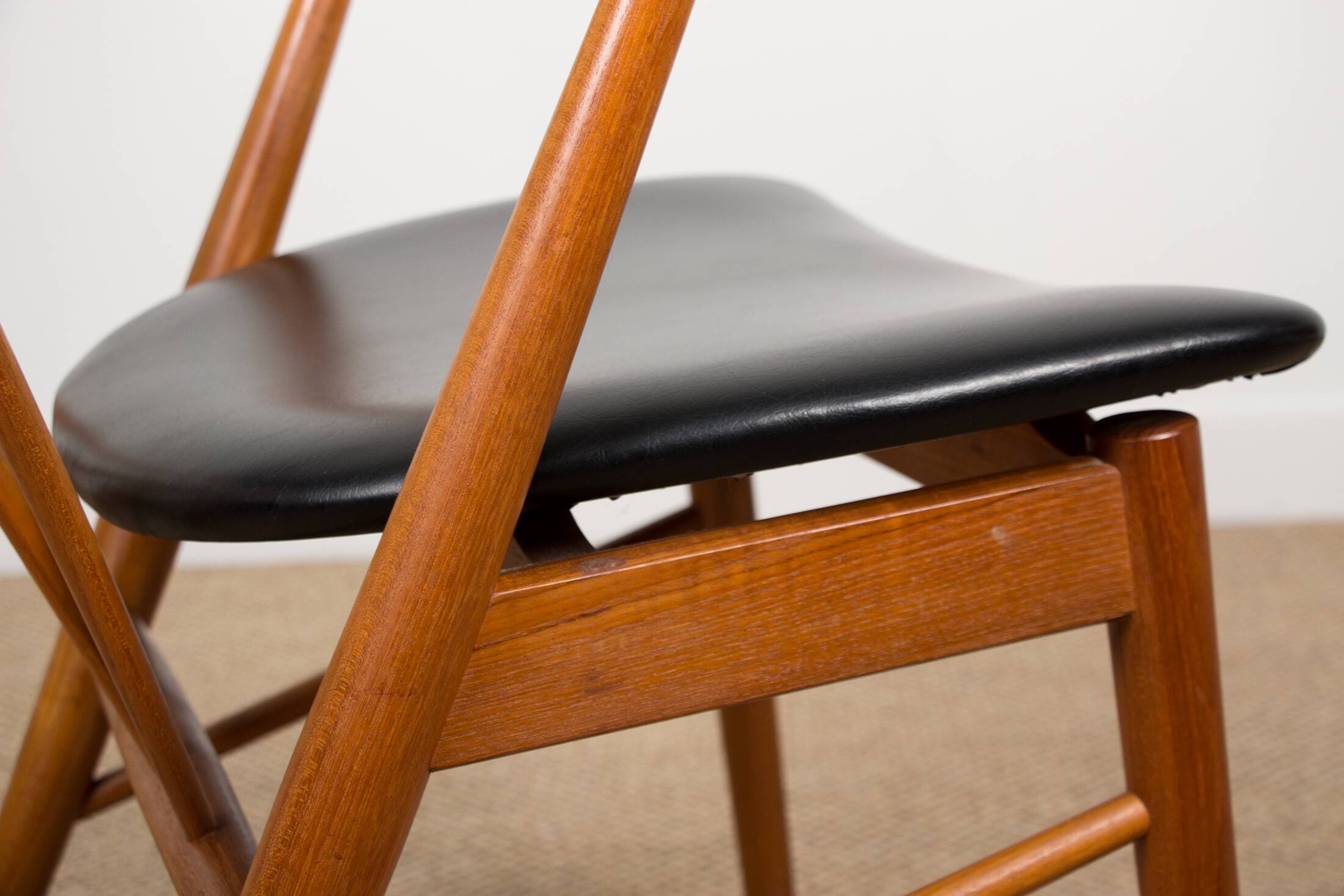Danish armchair in teak and skai by Helge Sibast for Sibast 1955.