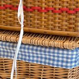 2 chanel boxes in vintage rattan