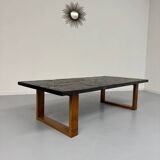 Thick slate coffee table, brutalist design from the 70s, Pia Manu style