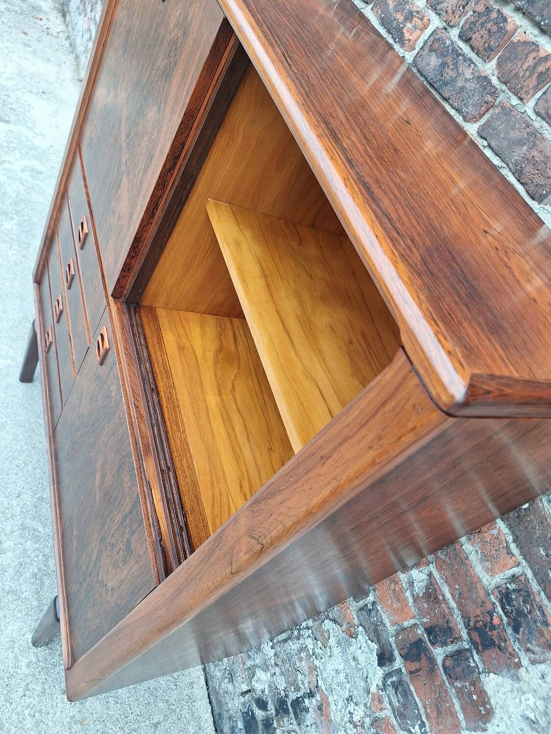 Vintage rosewood sideboard, antique secretary furniture, bookcase