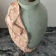 Vintage lamp base in Mactan stone and green marble.
