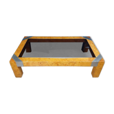 Italian Coffee Table in Elm After Willy Rizzo for Mario Sabot Circa 1970