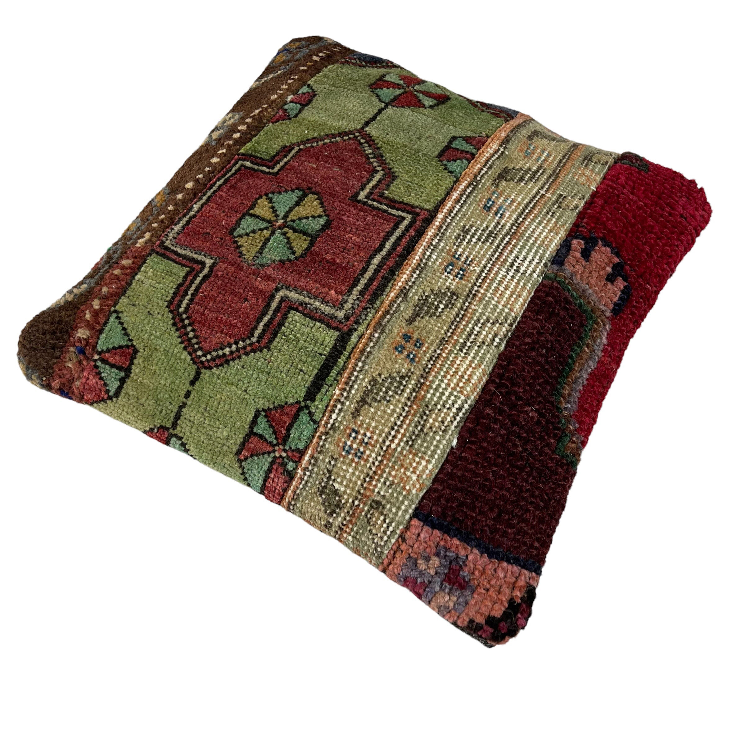 Vintage Turkish Patchwork Rug Cushion Cover 40x40 cm