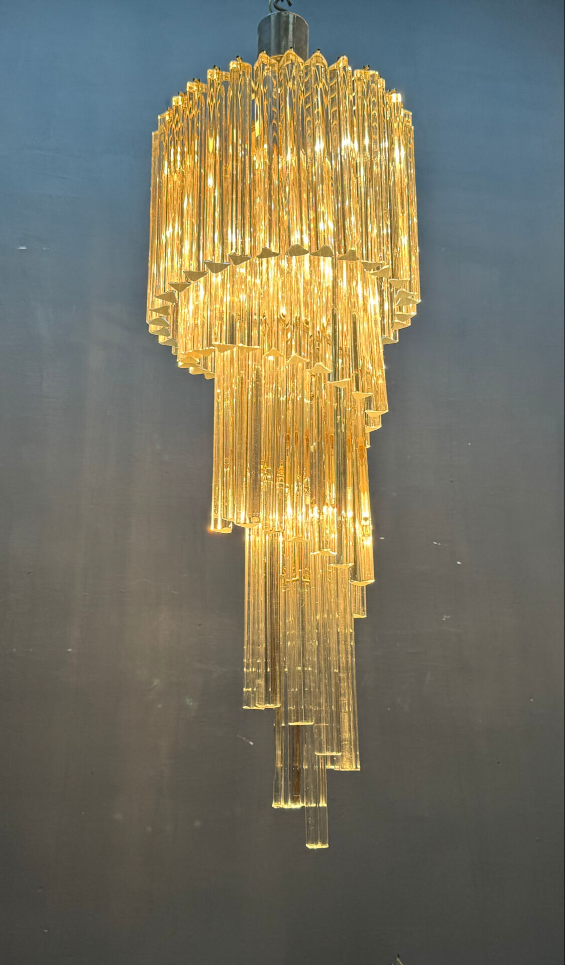 Large Murano Glass Trilobi Chandelier, Italy, 1960s