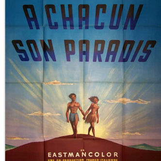 Affiche cinéma de 1957 "A chacun son paradis"