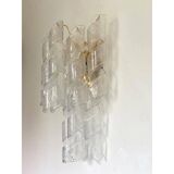 Une paire d’appliques murales contemporaines en verre de murano transparentes « ricci »