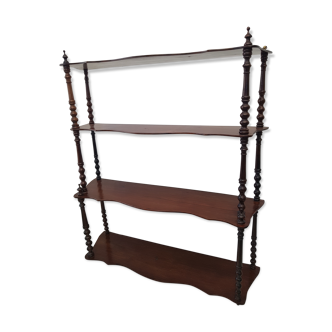 Old shelf to hang or lay in walnut and turned wood