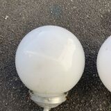 Pair of vintage white opaline school chandeliers