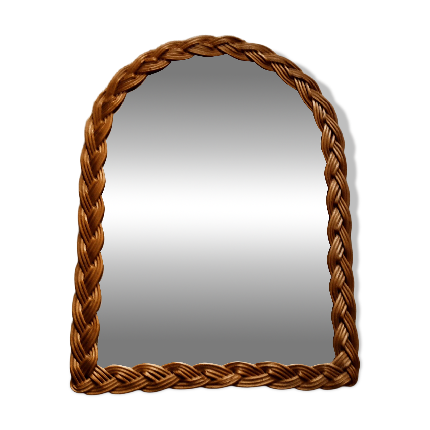 Woven rattan mirror