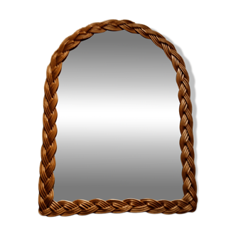 Miroir en rotin tressé